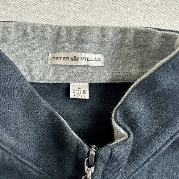 Peter Millar Crown Sweater Fleece Vest Full Zip Navy Blue Golf Mens Sz Large - Picture 6 of 9